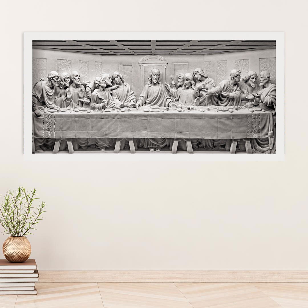 Quadro com Moldura Slim Santa Ceia 60x130cm