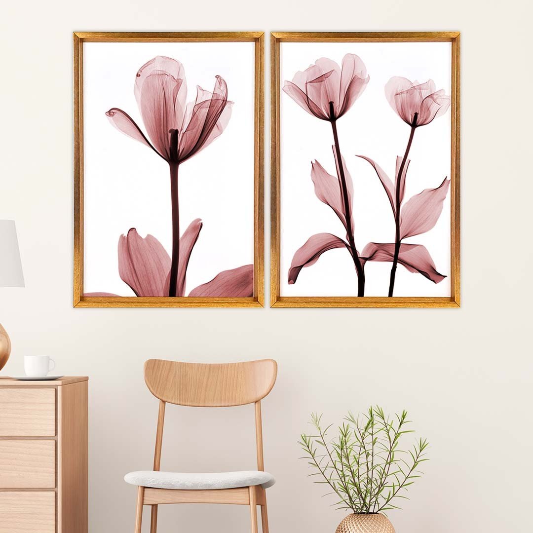 Quadro com Moldura Chanfrada Flores Rose