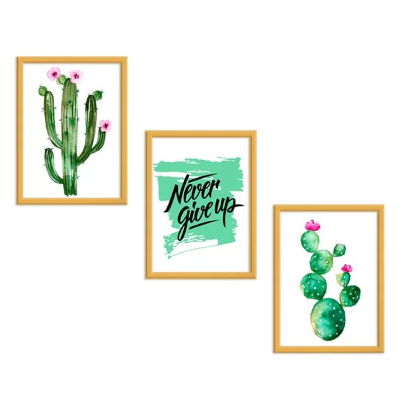 Quadros para cozinha com moldura em madeira natural