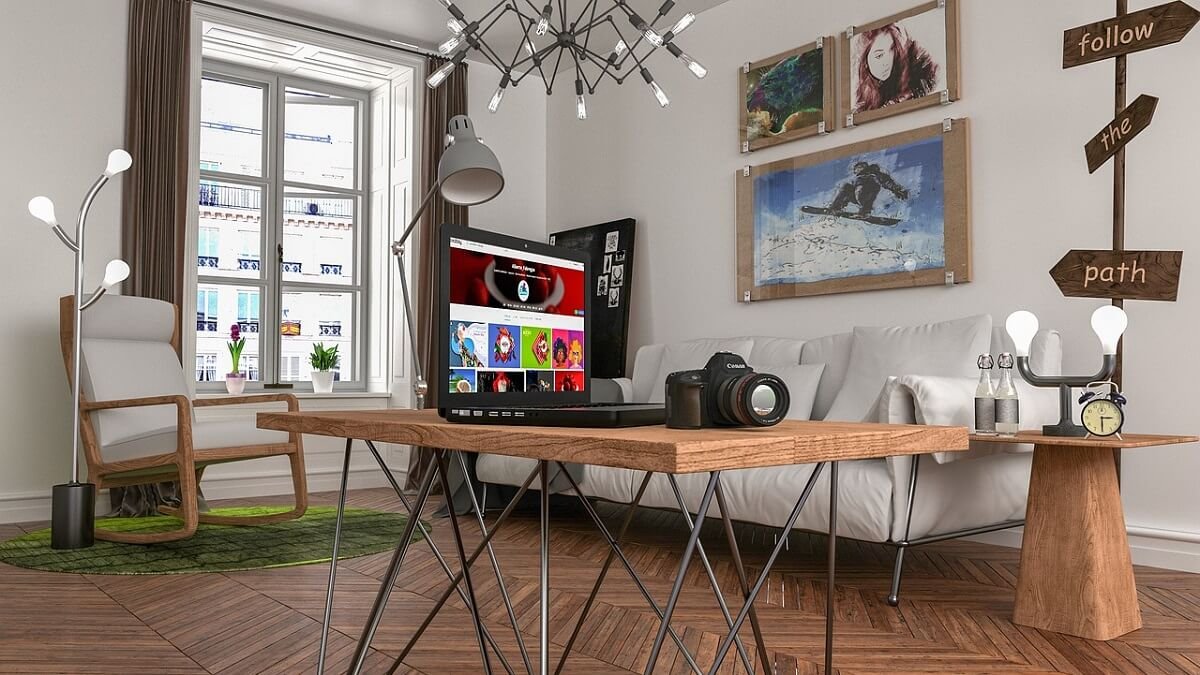 Quadro de fotos na parede de um estúdio de fotografia