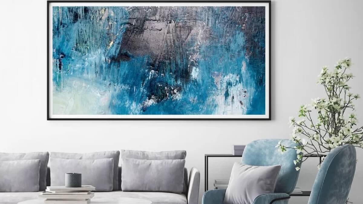 Quadro grande na decoração da sala de estar