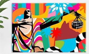 Quadro Colorido com a paisagem do Rio de Janeiro