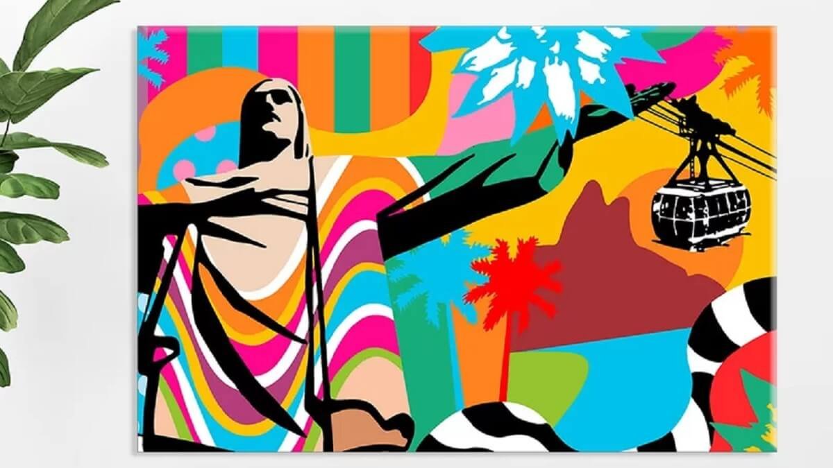 Quadro Colorido com a paisagem do Rio de Janeiro