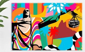 Quadro Colorido com a paisagem do Rio de Janeiro